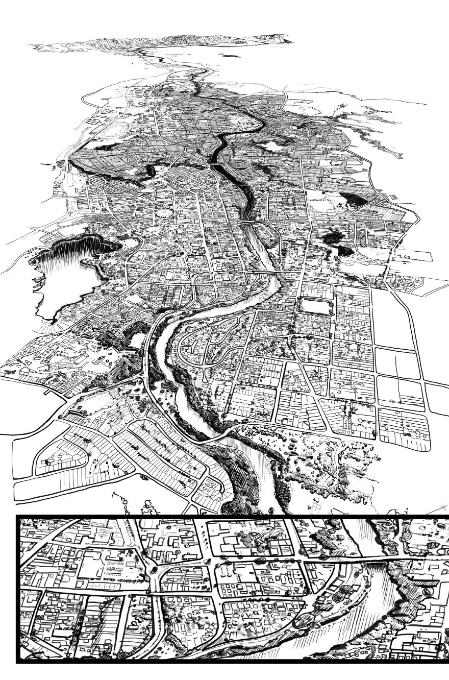 My 13 Drawings Of New Zealand Towns, Cities, And Islands With A Panoramic Perspective