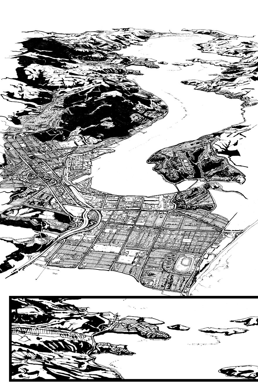 My 13 Drawings Of New Zealand Towns, Cities, And Islands With A Panoramic Perspective