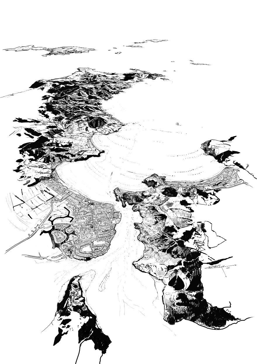 My 13 Drawings Of New Zealand Towns, Cities, And Islands With A Panoramic Perspective