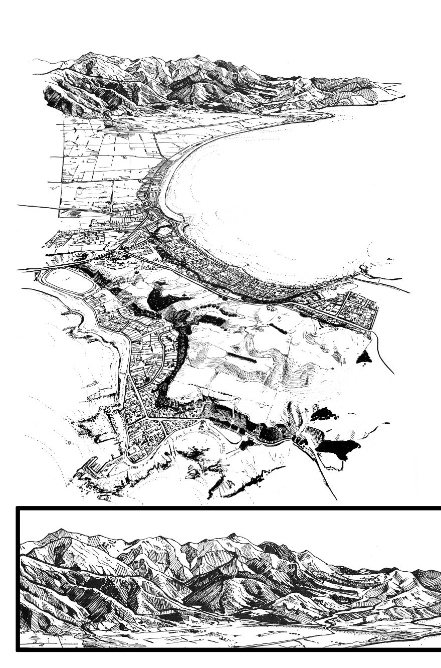 My 13 Drawings Of New Zealand Towns, Cities, And Islands With A Panoramic Perspective