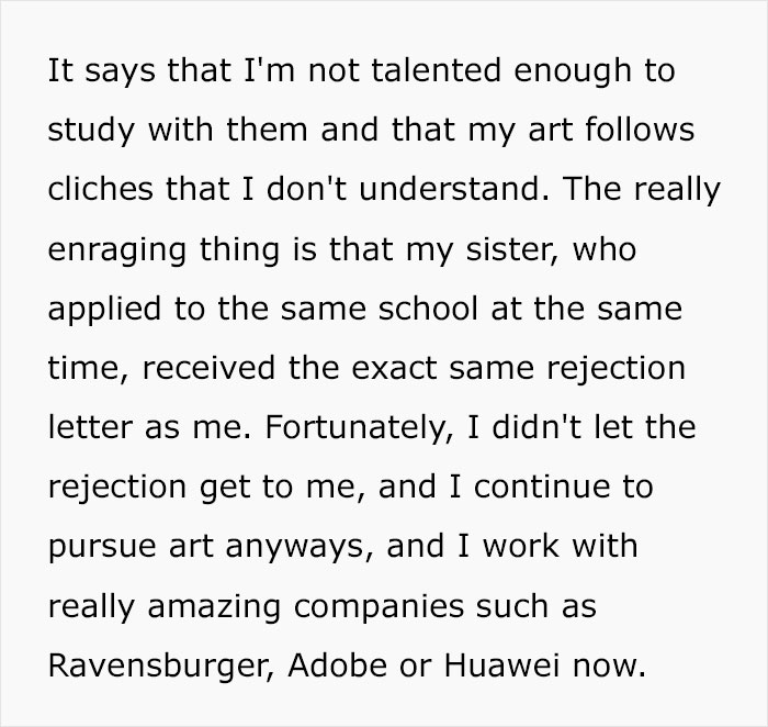 Guy Shows The Harsh Rejection Letter This Prestigious Art School Sent Him, Turns Out Other Applicants Received The Exact Same One Guy Shows The Harsh Rejection Letter This Prestigious Art School Sent Him, Turns Out Other Applicants Received The Exact Same One