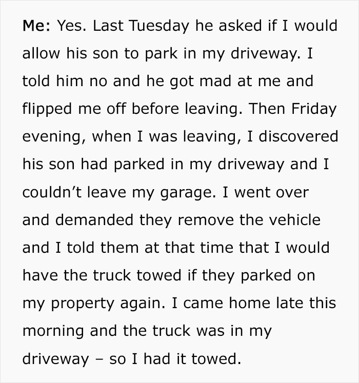 Entitled Neighbor Keeps Parking Car In This Woman’s Driveway, She Gets His Car Towed Entitled Neighbor Keeps Parking Car In This Woman’s Driveway, She Gets His Car Towed
