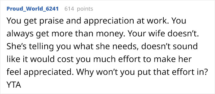Man Wonders If He’s A Bad Guy For Telling His Wife That Wants To Be Appreciated To Stop Expecting It, As It’s Her Job To Be A Stay-At-Home Mom Man Wonders If He’s A Bad Guy For Telling His Wife That Wants To Be Appreciated To Stop Expecting It, As It’s Her Job To Be A Stay-At-Home Mom