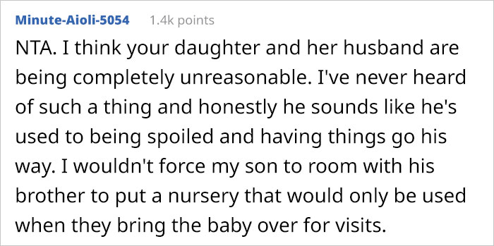 Woman Refuses To Kick Her Son Out Of His Room To Make Space For Full-Blown Nursery Her Daughter And SIL Are Demanding Woman Refuses To Kick Her Son Out Of His Room To Make Space For Full-Blown Nursery Her Daughter And SIL Are Demanding