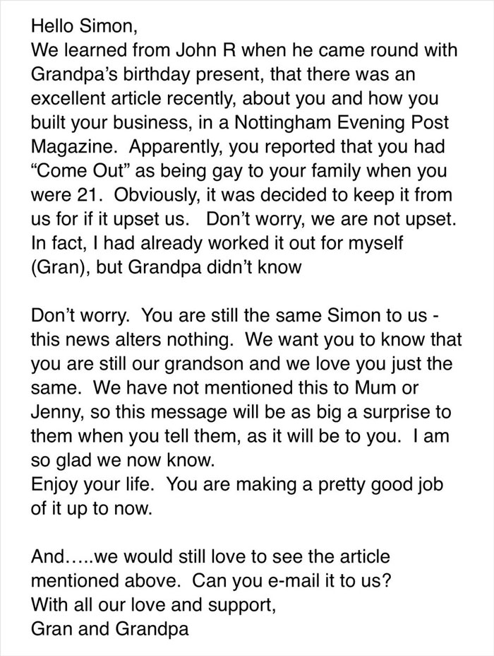 People Online Are Loving This Email Grandparents Sent To Their 28 Y.O. Grandkid After Finding Out That He’s Gay From A Magazine Article People Online Are Loving This Email Grandparents Sent To Their 28 Y.O. Grandkid After Finding Out That He’s Gay From A Magazine Article