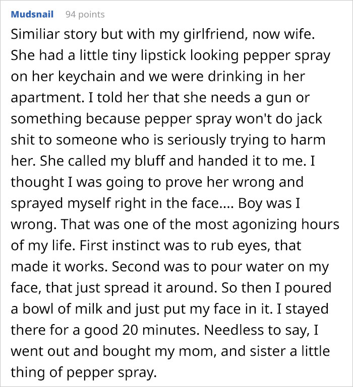 Guy Screws Up By Telling A Woman On Their First Date That Her Pepper Spray Is Useless Guy Screws Up By Telling A Woman On Their First Date That Her Pepper Spray Is Useless