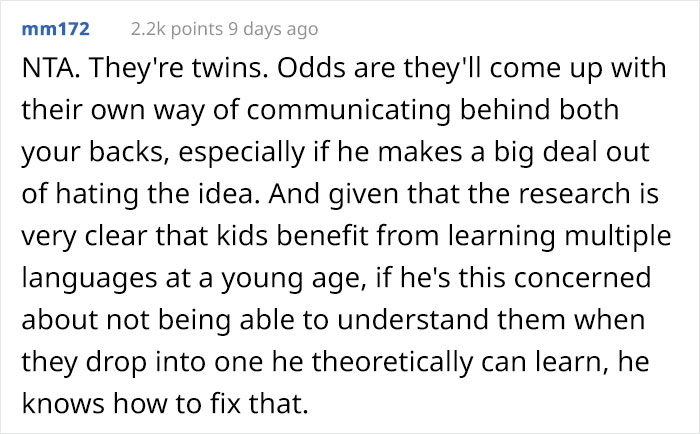‘They Have No Need To Learn A Second Language’: Man Demands His Bilingual Wife Not Teach Their Daughters Her Native Language ‘They Have No Need To Learn A Second Language’: Man Demands His Bilingual Wife Not Teach Their Daughters Her Native Language