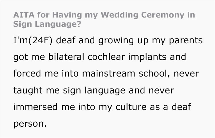 Unsupportive Mom Upset After Her Deaf Daughter Decides To Hold Her Wedding Ceremony In Sign Language Unsupportive Mom Upset After Her Deaf Daughter Decides To Hold Her Wedding Ceremony In Sign Language