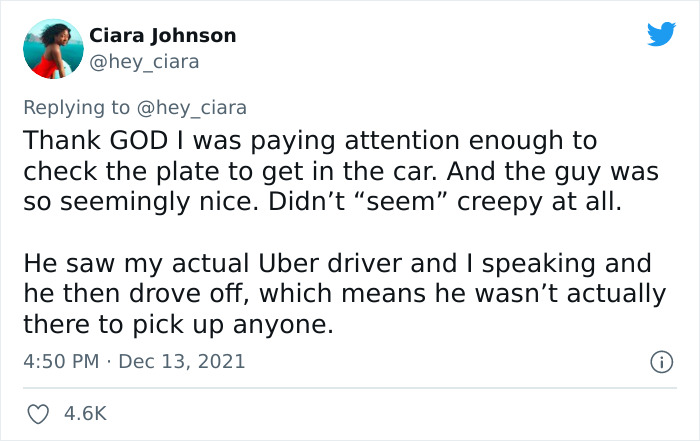 Woman Tweets Story Of How Checking An Uber Driver’s License Plate Saved Her From Possibly Being Trafficked Woman Tweets Story Of How Checking An Uber Driver’s License Plate Saved Her From Possibly Being Trafficked
