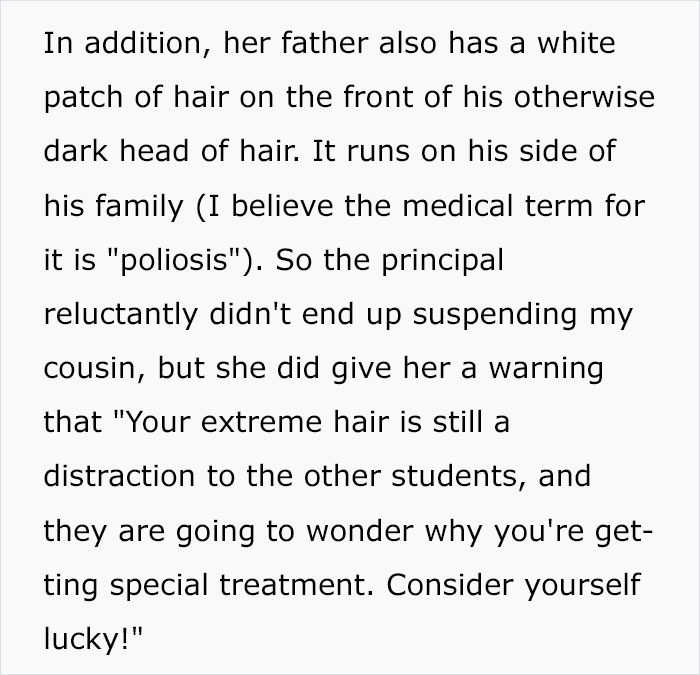 Student Gets In Trouble For Her Natural Hair Color Defying Schools Dress Code, Maliciously Complies By Dyeing It Student Gets In Trouble For Her Natural Hair Color Defying Schools Dress Code, Maliciously Complies By Dyeing It