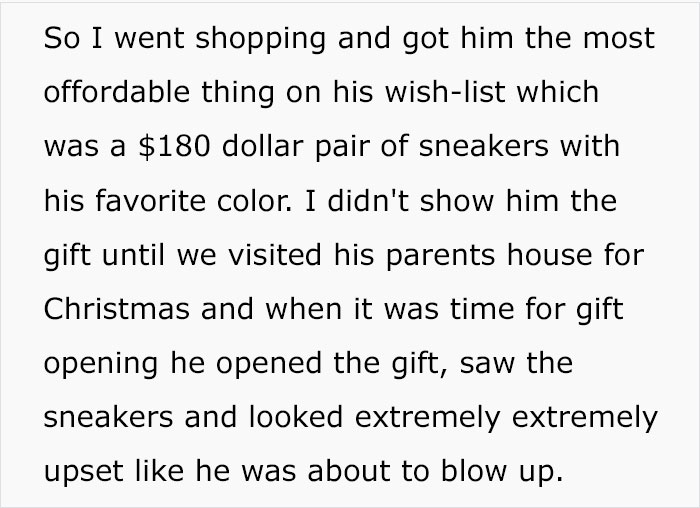 Husband Lashed Out At His Wife In Front Of His Family For Buying The Cheapest Thing On His Wishlist, Said She Ruined Christmas Husband Lashed Out At His Wife In Front Of His Family For Buying The Cheapest Thing On His Wishlist, Said She Ruined Christmas