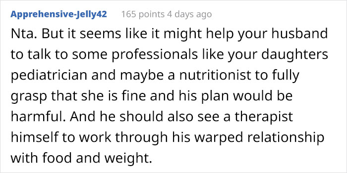 Father Says 11-Year-Old Daughter Is Getting Fat, Mother Refuses To Decrease Her Food Portion Sizes Father Says 11-Year-Old Daughter Is Getting Fat, Mother Refuses To Decrease Her Food Portion Sizes