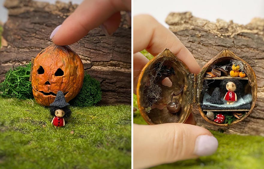 I Am An Artist From Russia And I Make Miniature Fairy Houses From Walnut Shells (19 Pics)