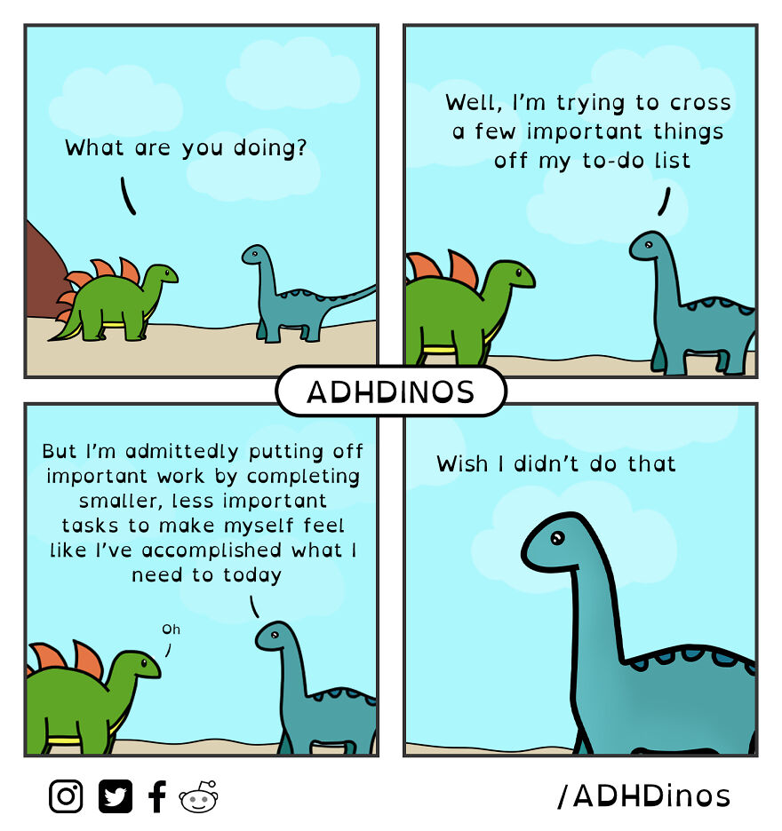 I Created A Cute Dinosaur Character To Illustrate Life With ADHD In These 24 Relatable Comics I Created A Cute Dinosaur Character To Illustrate Life With ADHD In These 24 Relatable Comics