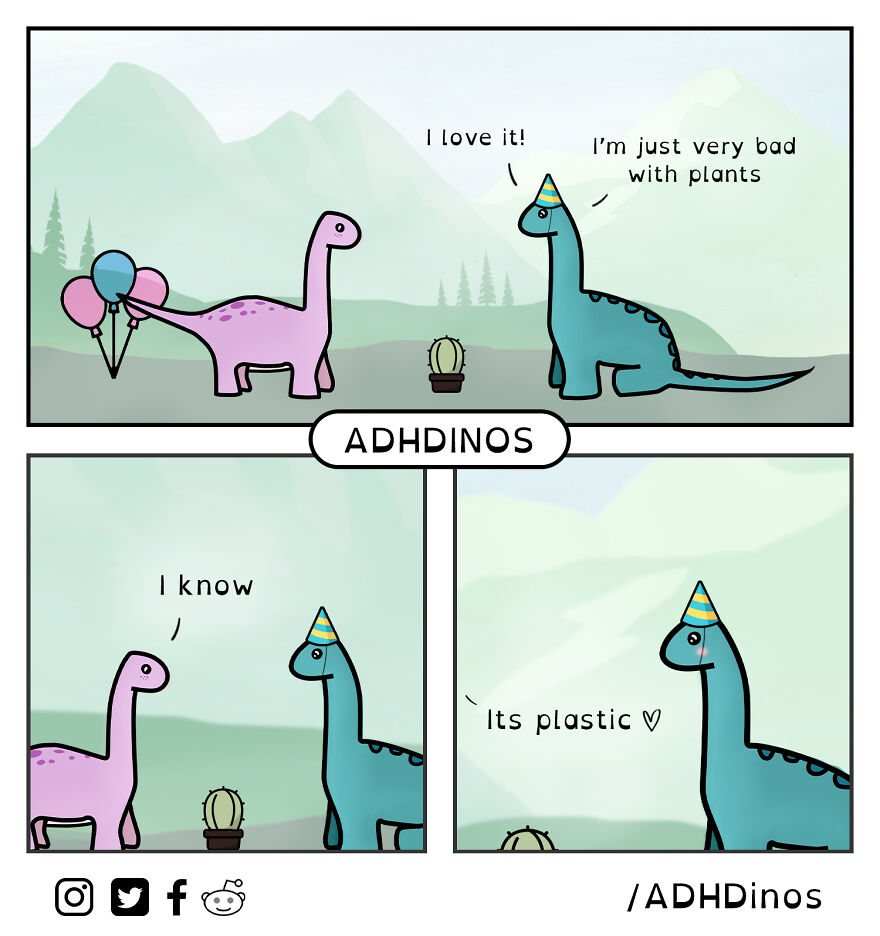 I Created A Cute Dinosaur Character To Illustrate Life With ADHD In These 24 Relatable Comics I Created A Cute Dinosaur Character To Illustrate Life With ADHD In These 24 Relatable Comics