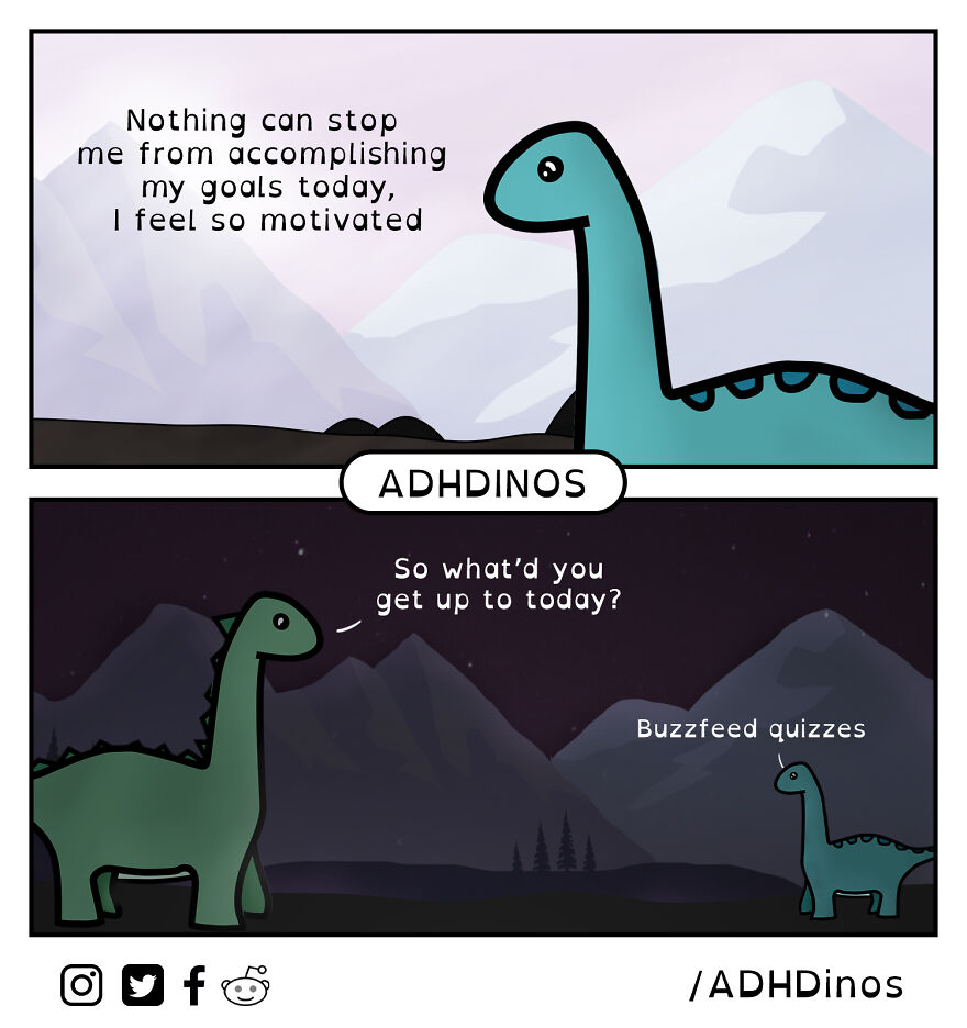 I Created A Cute Dinosaur Character To Illustrate Life With ADHD In These 24 Relatable Comics I Created A Cute Dinosaur Character To Illustrate Life With ADHD In These 24 Relatable Comics