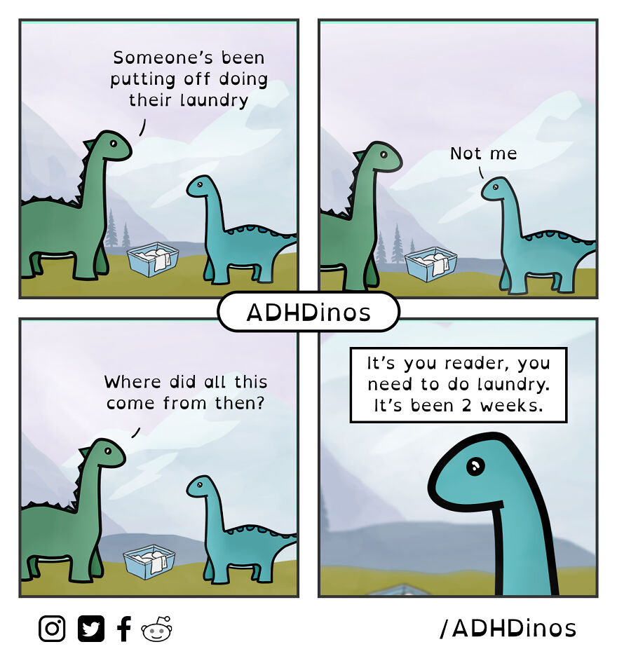 I Created A Cute Dinosaur Character To Illustrate Life With ADHD In These 24 Relatable Comics I Created A Cute Dinosaur Character To Illustrate Life With ADHD In These 24 Relatable Comics