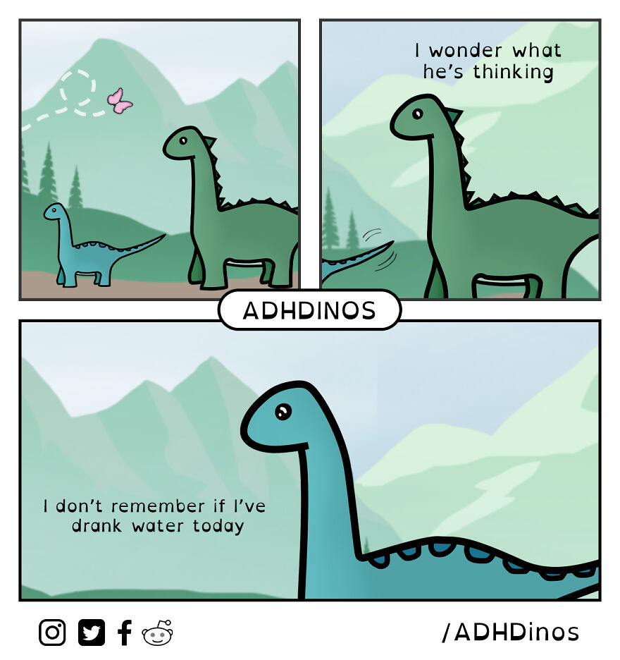 I Created A Cute Dinosaur Character To Illustrate Life With ADHD In These 24 Relatable Comics I Created A Cute Dinosaur Character To Illustrate Life With ADHD In These 24 Relatable Comics