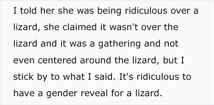 “Am I Wrong For Not Attending My Daughter’s Gender Reveal For Her Lizard?” “Am I Wrong For Not Attending My Daughter’s Gender Reveal For Her Lizard?”