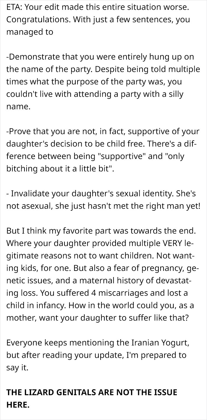 “Am I Wrong For Not Attending My Daughter’s Gender Reveal For Her Lizard?” “Am I Wrong For Not Attending My Daughter’s Gender Reveal For Her Lizard?”