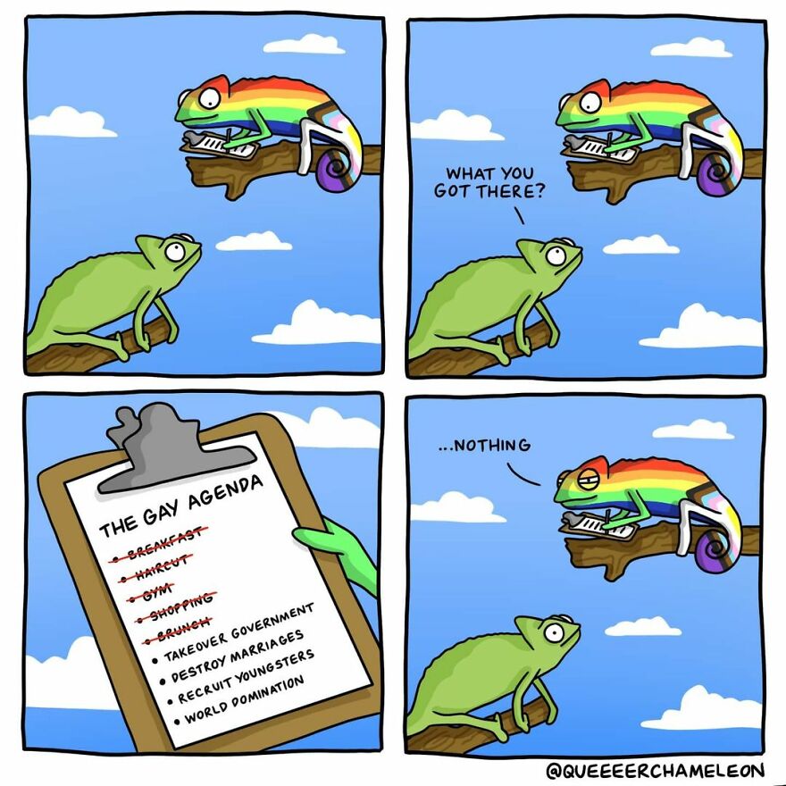 Artist Creates Queer Chameleon Comics Where The Characters Talk About Their Sexualities And Identities (26 Pics)