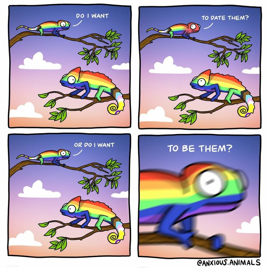Artist Creates Queer Chameleon Comics Where The Characters Talk About Their Sexualities And Identities (26 Pics)