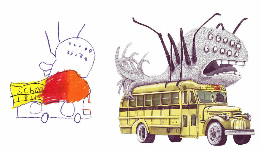 I Created An Account Where Professional Artists Recreate Children’s Monster Drawings Each Week (35 New Pics) I Created An Account Where Professional Artists Recreate Children’s Monster Drawings Each Week (35 New Pics)