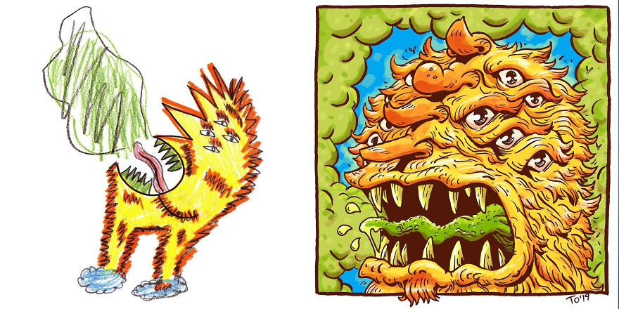 I Created An Account Where Professional Artists Recreate Children’s Monster Drawings Each Week (35 New Pics) I Created An Account Where Professional Artists Recreate Children’s Monster Drawings Each Week (35 New Pics)