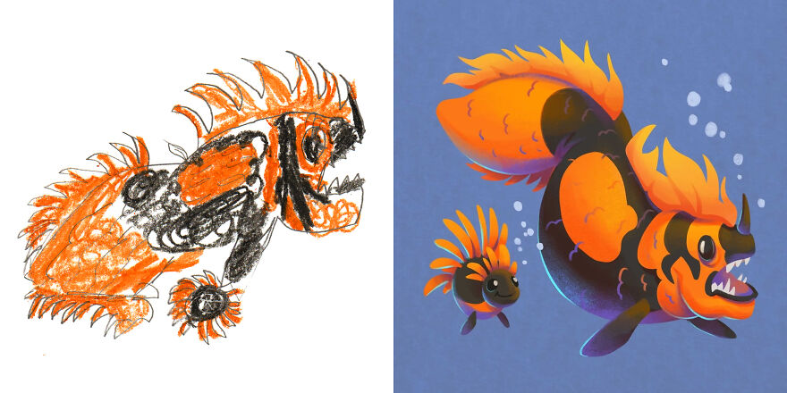 I Created An Account Where Professional Artists Recreate Children’s Monster Drawings Each Week (35 New Pics) I Created An Account Where Professional Artists Recreate Children’s Monster Drawings Each Week (35 New Pics)