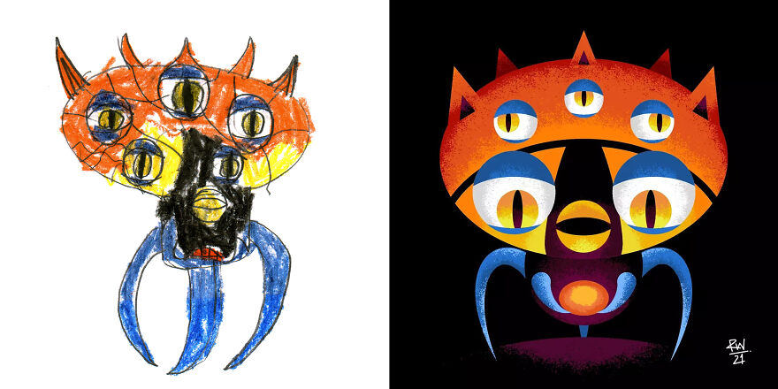 I Created An Account Where Professional Artists Recreate Children’s Monster Drawings Each Week (35 New Pics) I Created An Account Where Professional Artists Recreate Children’s Monster Drawings Each Week (35 New Pics)