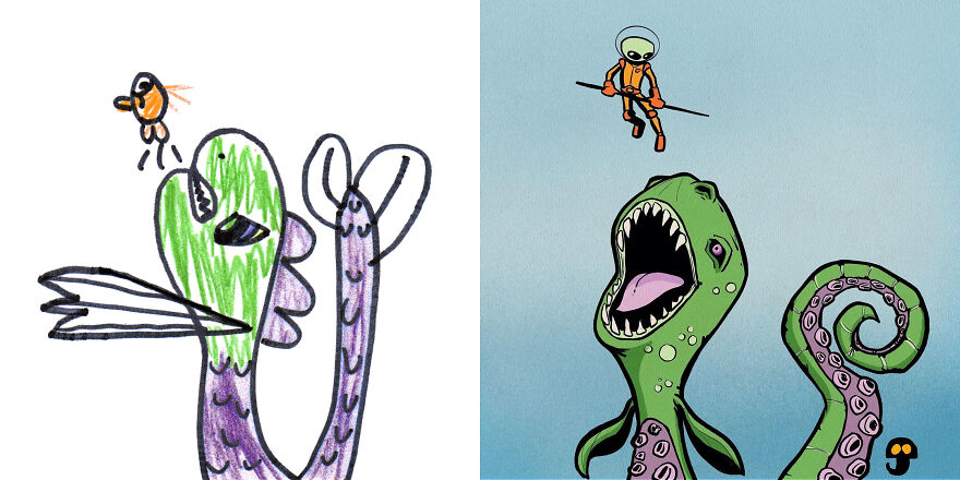 I Created An Account Where Professional Artists Recreate Children’s Monster Drawings Each Week (35 New Pics) I Created An Account Where Professional Artists Recreate Children’s Monster Drawings Each Week (35 New Pics)