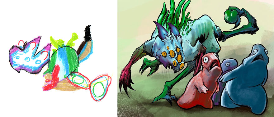 I Created An Account Where Professional Artists Recreate Children’s Monster Drawings Each Week (35 New Pics) I Created An Account Where Professional Artists Recreate Children’s Monster Drawings Each Week (35 New Pics)