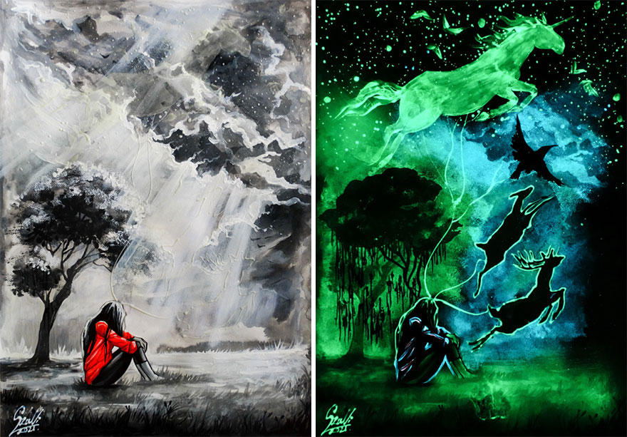 My Glowing Paintings Show Their Hidden Meanings When In The Dark (29 New Pics) My Glowing Paintings Show Their Hidden Meanings When In The Dark (29 New Pics)