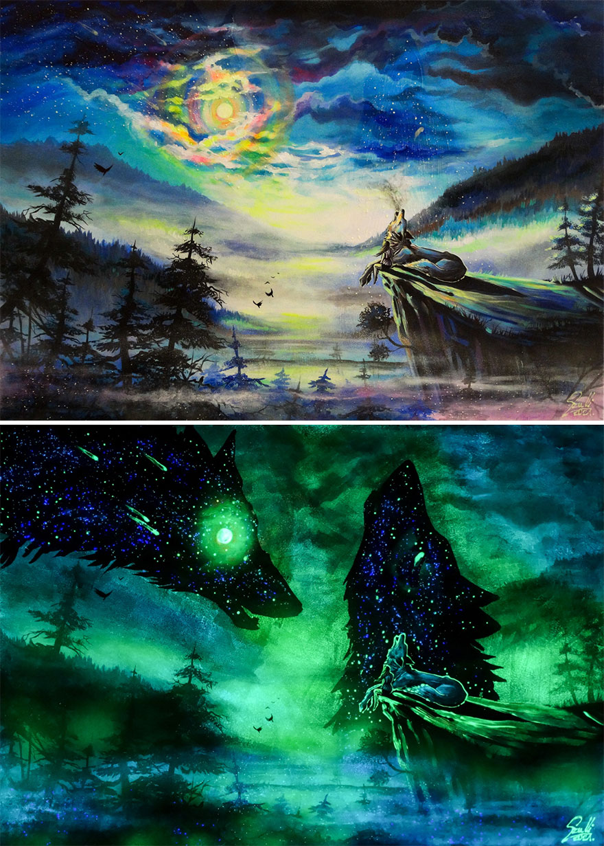 My Glowing Paintings Show Their Hidden Meanings When In The Dark (29 New Pics) My Glowing Paintings Show Their Hidden Meanings When In The Dark (29 New Pics)