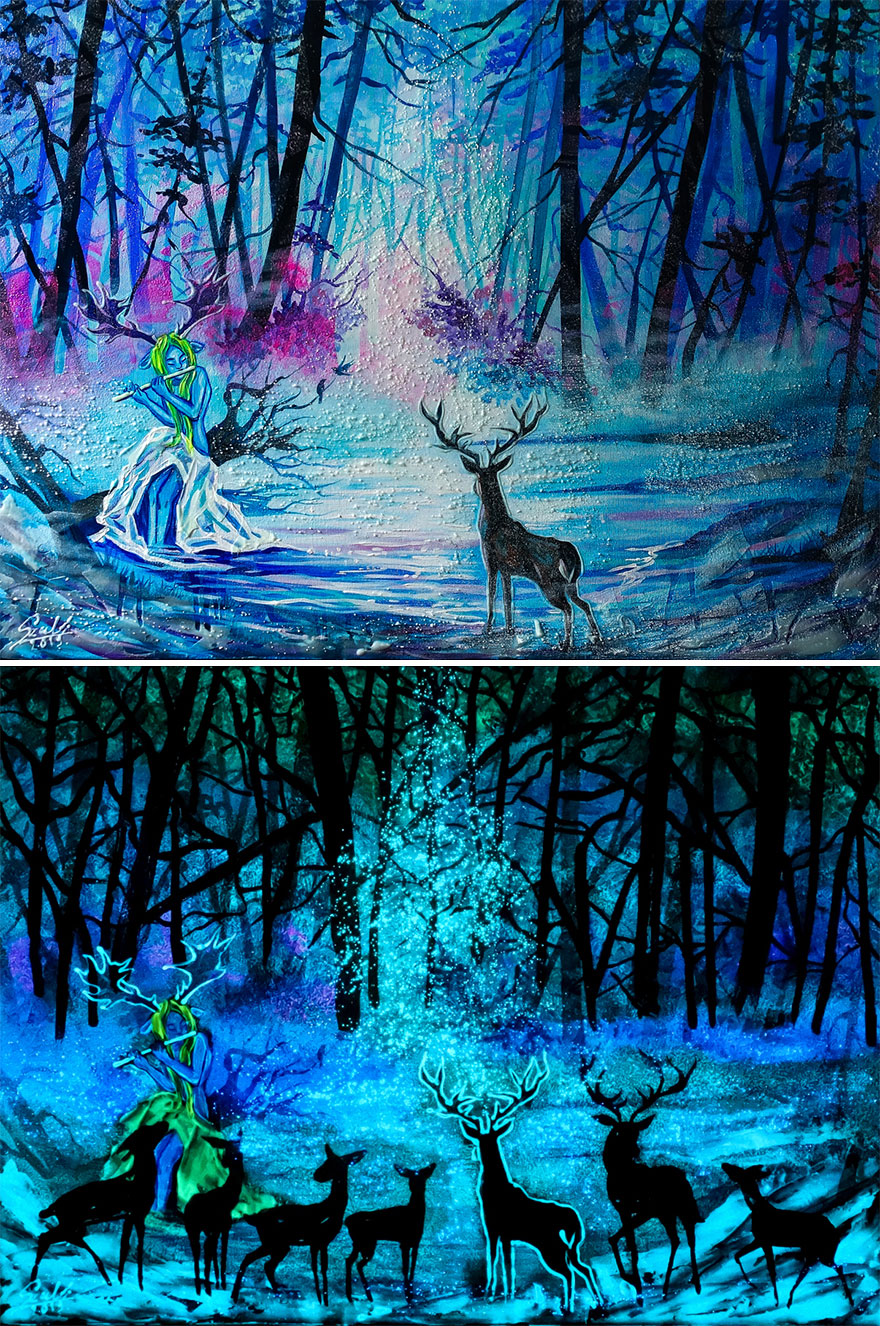 My Glowing Paintings Show Their Hidden Meanings When In The Dark (29 New Pics) My Glowing Paintings Show Their Hidden Meanings When In The Dark (29 New Pics)