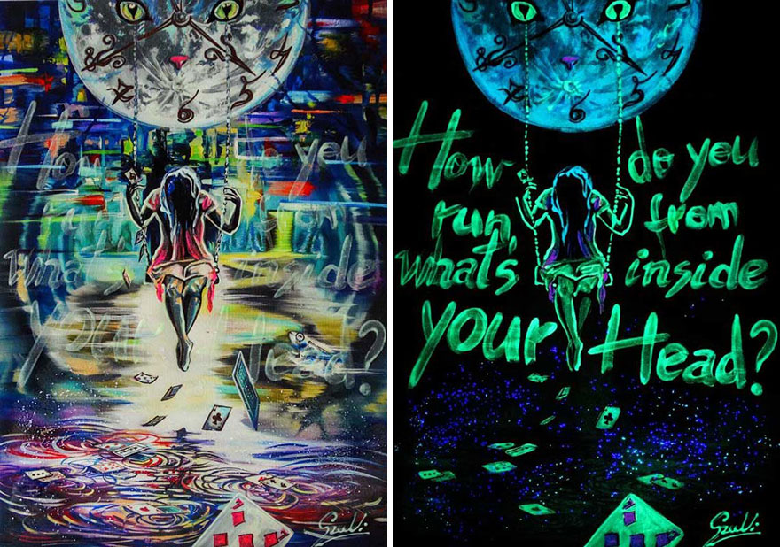 My Glowing Paintings Show Their Hidden Meanings When In The Dark (29 New Pics) My Glowing Paintings Show Their Hidden Meanings When In The Dark (29 New Pics)
