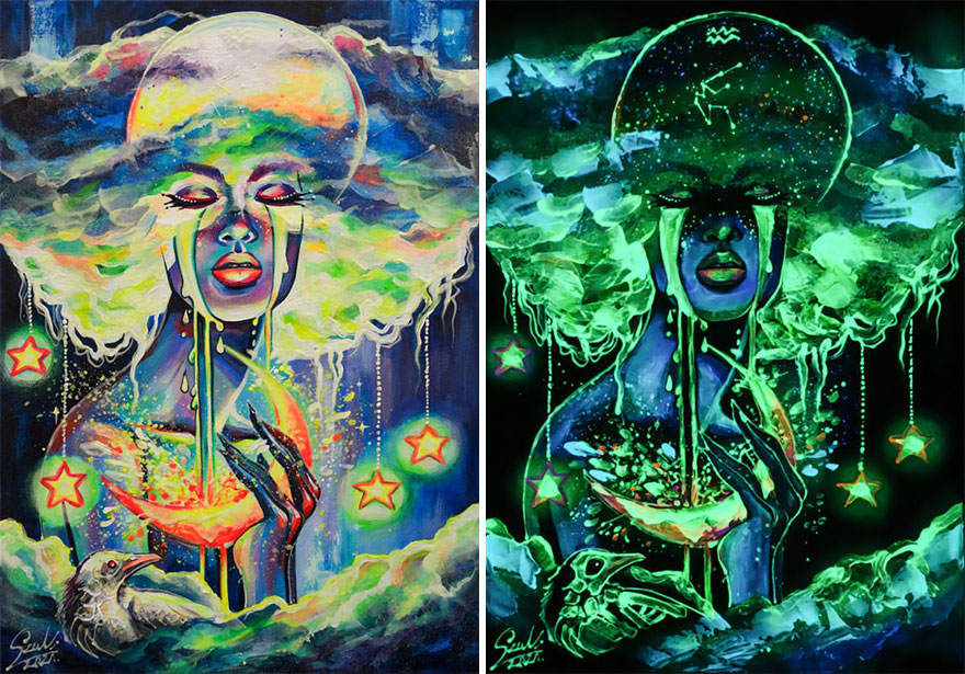 My Glowing Paintings Show Their Hidden Meanings When In The Dark (29 New Pics) My Glowing Paintings Show Their Hidden Meanings When In The Dark (29 New Pics)