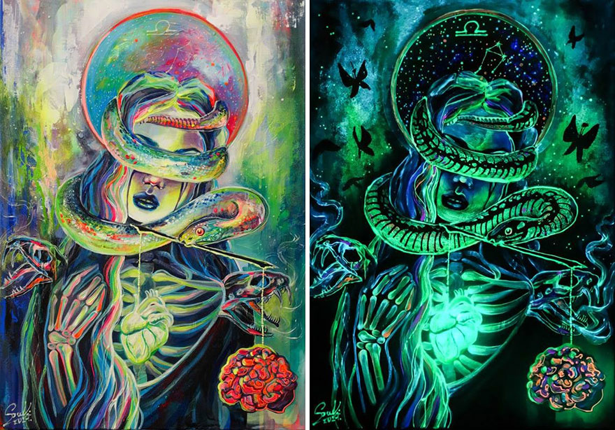 My Glowing Paintings Show Their Hidden Meanings When In The Dark (29 New Pics) My Glowing Paintings Show Their Hidden Meanings When In The Dark (29 New Pics)