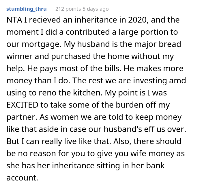 Husband Said No To Wife’s Personal Expenses After She Got A Huge Inheritance, But Didn’t Want To Share It To Pay Off His Student Loans Husband Said No To Wife’s Personal Expenses After She Got A Huge Inheritance, But Didn’t Want To Share It To Pay Off His Student Loans