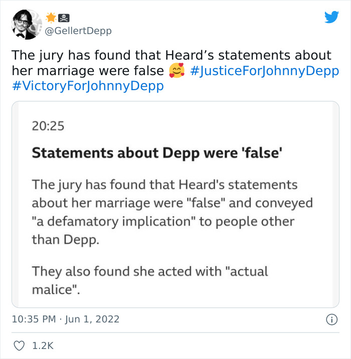 40 Of The Best Reactions People Posted In Response To Johnny Depp Winning His Defamation Lawsuit Against Ex-Wife Amber Heard