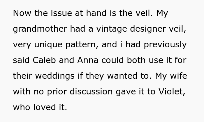 Man’s About To Marry His Sister’s Bully, Father Refuses To Give Her His Grandmother’s Heirloom Veil And Causes Family Drama Man’s About To Marry His Sister’s Bully, Father Refuses To Give Her His Grandmother’s Heirloom Veil And Causes Family Drama