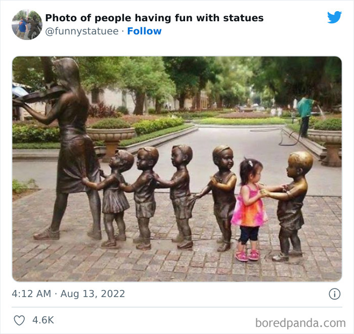 &#8220;And This Is Why We Were Asked To Leave&#8221;: 40 Times People Took Their Photos With Statues To Another Level