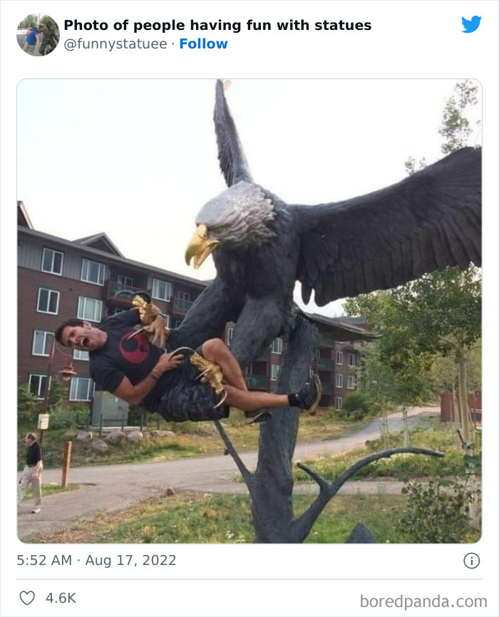 &#8220;And This Is Why We Were Asked To Leave&#8221;: 40 Times People Took Their Photos With Statues To Another Level