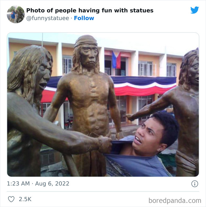 &#8220;And This Is Why We Were Asked To Leave&#8221;: 40 Times People Took Their Photos With Statues To Another Level