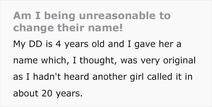 “I Love Her Name But HATE It’s So Common Now”: Mom Asks If She’s Being Unreasonable For Wanting To Change Her 4-Year-Old’s Name “I Love Her Name But HATE It’s So Common Now”: Mom Asks If She’s Being Unreasonable For Wanting To Change Her 4-Year-Old’s Name