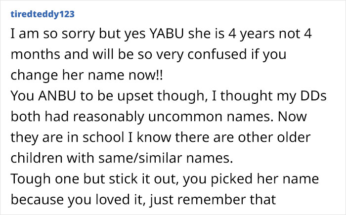 “I Love Her Name But HATE It’s So Common Now”: Mom Asks If She’s Being Unreasonable For Wanting To Change Her 4-Year-Old’s Name “I Love Her Name But HATE It’s So Common Now”: Mom Asks If She’s Being Unreasonable For Wanting To Change Her 4-Year-Old’s Name