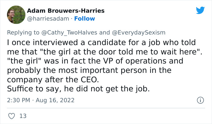 This Twitter Thread Is All About Casual Sexism At Work, And 30 Women Join In Sharing Their Infuriating Examples This Twitter Thread Is All About Casual Sexism At Work, And 30 Women Join In Sharing Their Infuriating Examples