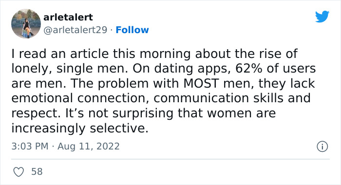 The Number Of “Lonely, Single Men” Is On The Rise Due To Women Choosing Healthier Relationships, And The Internet Finds It Funny The Number Of “Lonely, Single Men” Is On The Rise Due To Women Choosing Healthier Relationships, And The Internet Finds It Funny