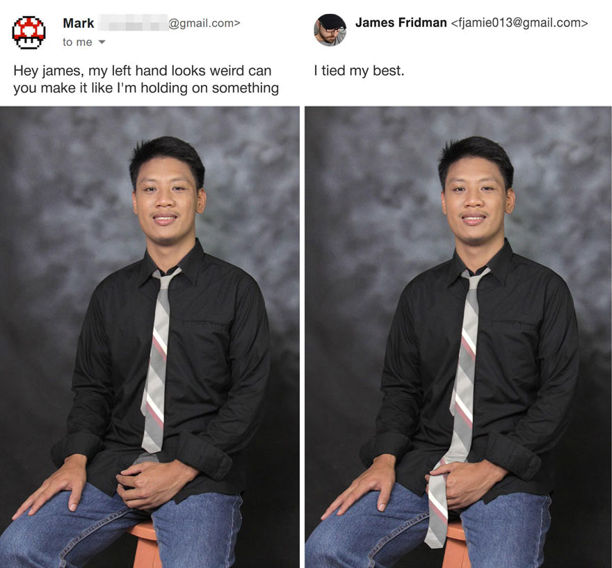 New Hilarious Photoshop Edits By Master Troll James Fridman Who Takes Photo Requests Too Literally (18 Pics) New Hilarious Photoshop Edits By Master Troll James Fridman Who Takes Photo Requests Too Literally (18 Pics)