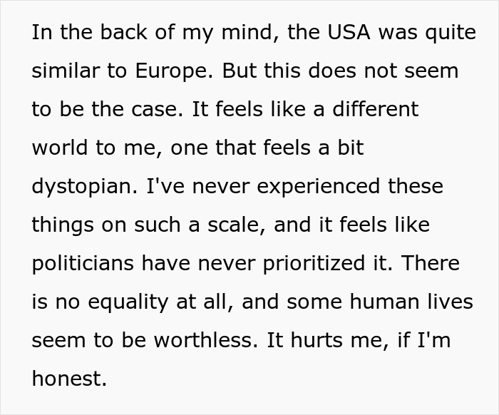 European Visits The USA For The First Time And Is Shocked And Disappointed By The Experience European Visits The USA For The First Time And Is Shocked And Disappointed By The Experience